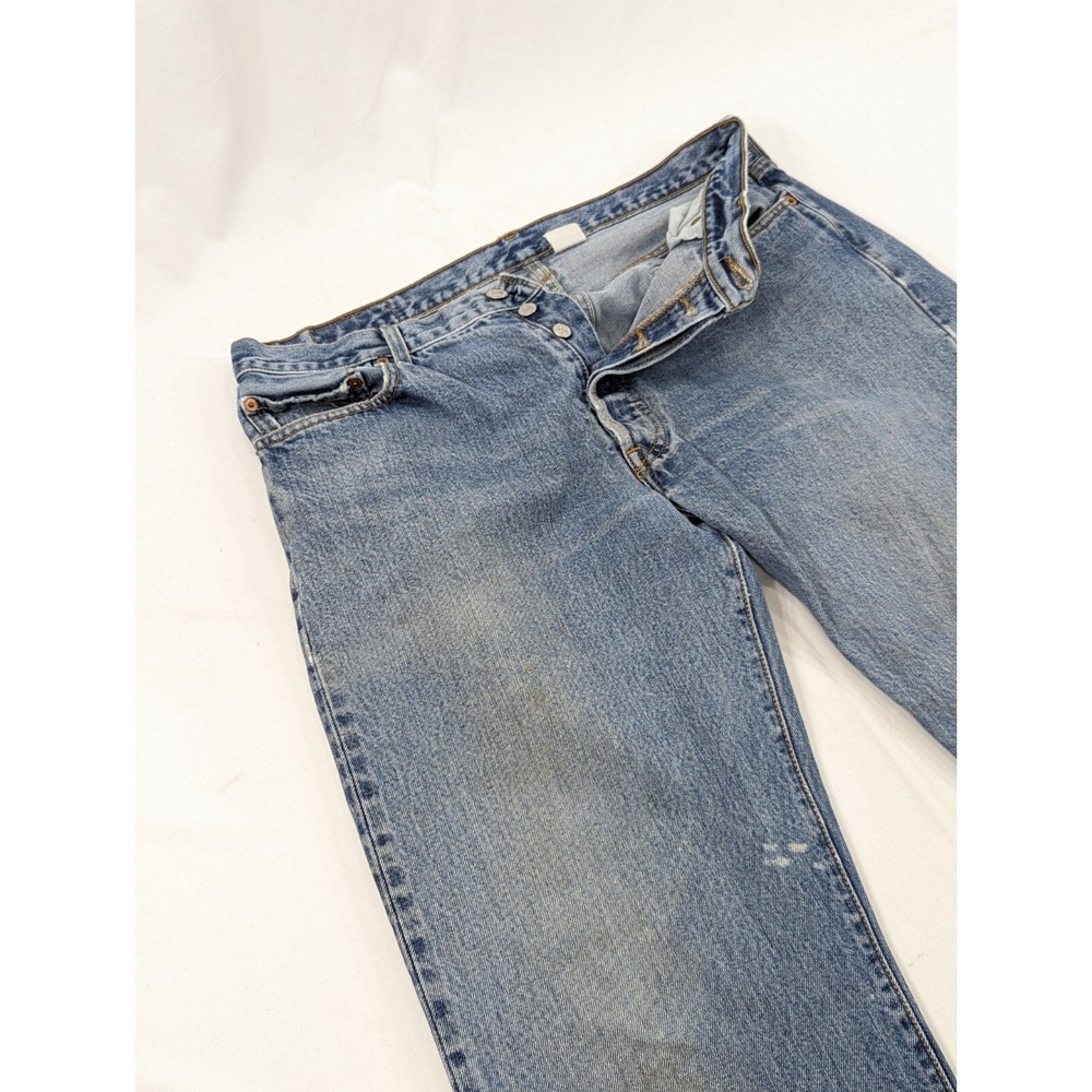 Vintage 90s Levi's 501xx 34x33 (36x34 Tag) Blue Wash Distressed Mechanic Jeans
